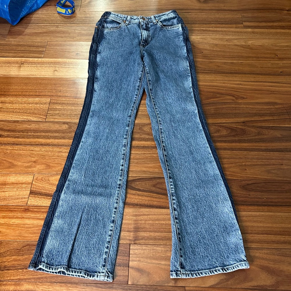 Wrangler Westward High Rise Bootcut Jeans Two Tone Blue W26 626 ranch western